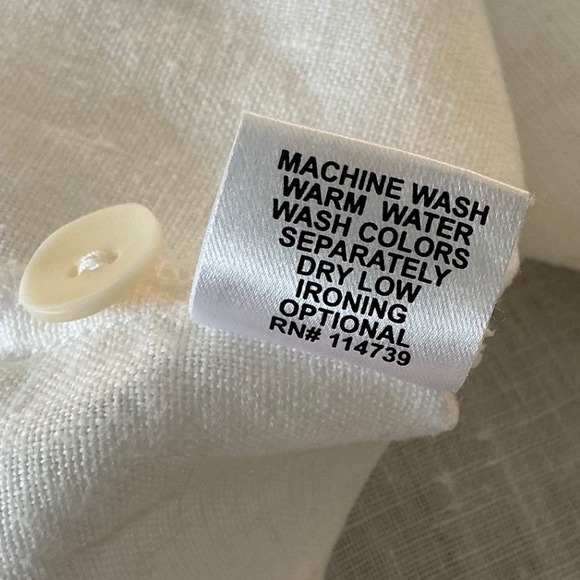 Flax Womens 100% Linen Short Sleeve Button Down Shirt White Size M Lithuania - Picture 8 of 8